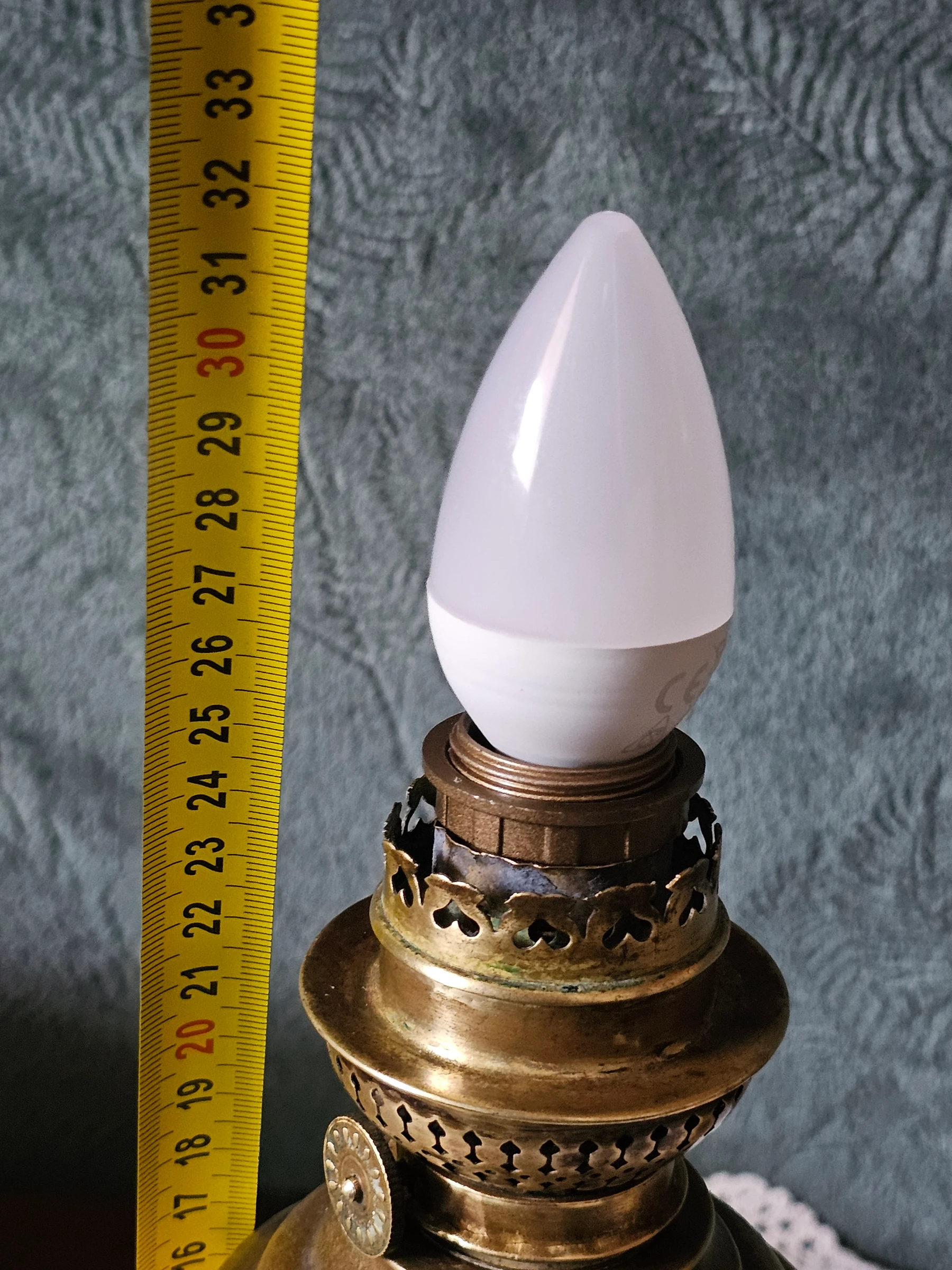 Gien electrified oil lamp, iron base, "varied flowers" model – photo 12